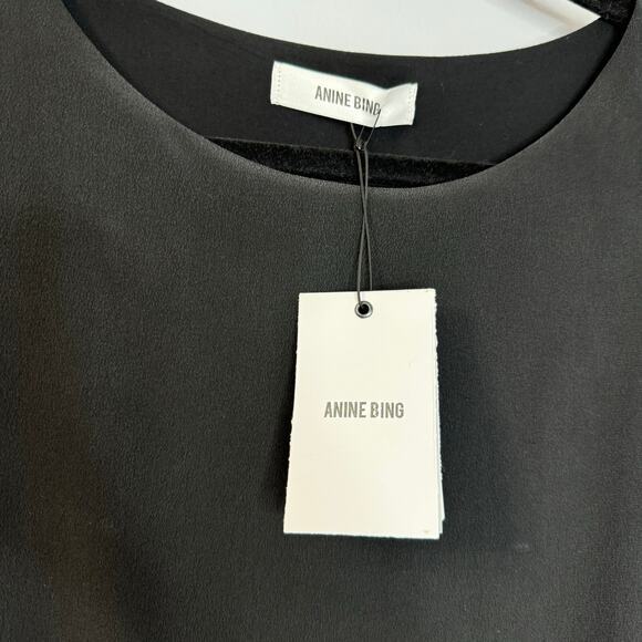 Anine Bing Silk Shift Mini Dress Ruffle Hem Romantic Casual Wardrobe Staple XS - Picture 9 of 13